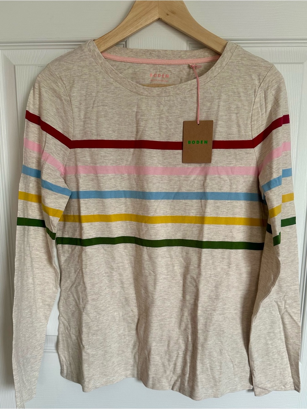 Boden Natural Olivia Long Sleeve Breton T-Shirt - Size 8 - New